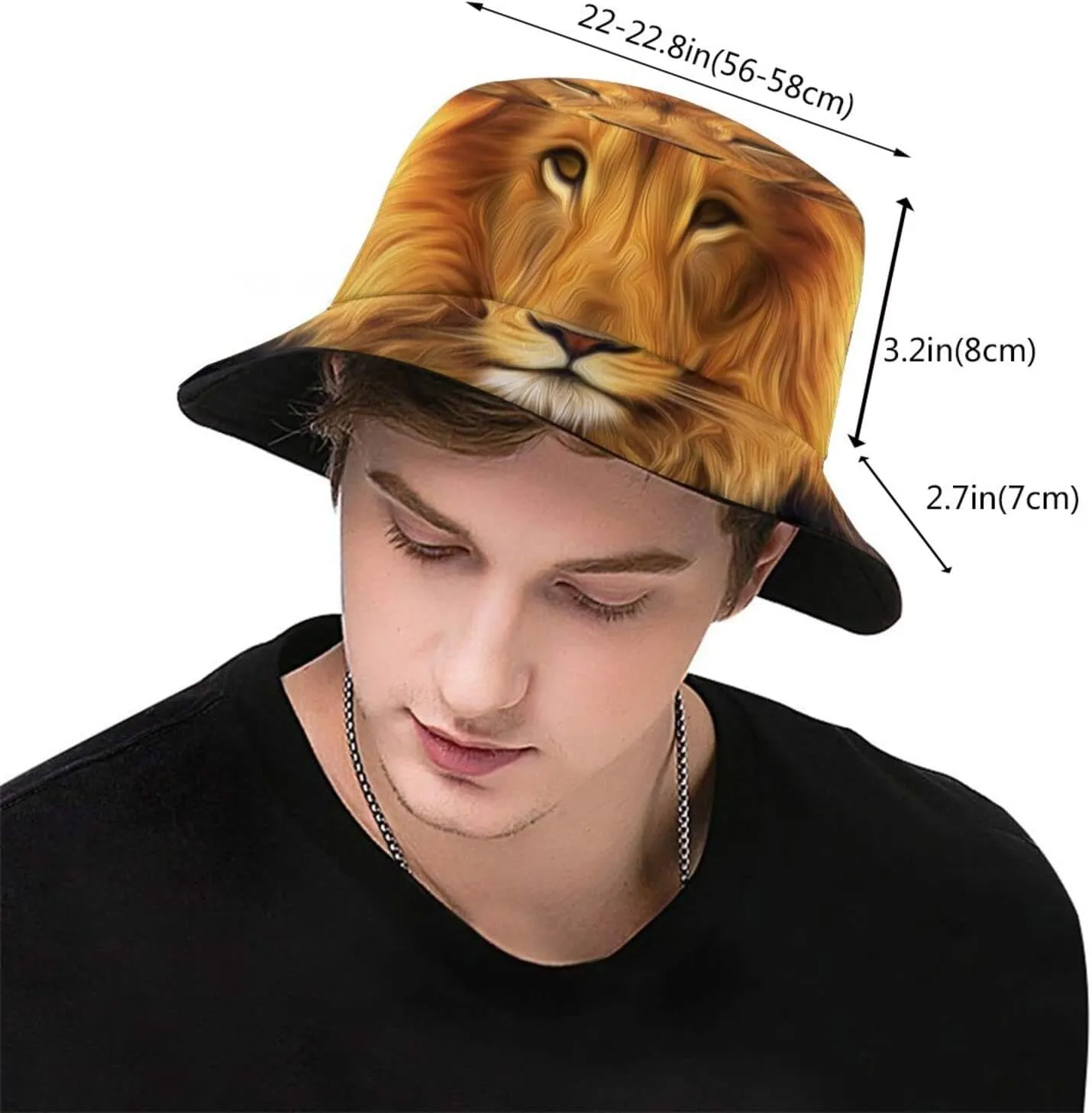 Lion Bucket Hat Unisex Animal Fisherman Hat Packable Summer Travel Beach Sun Hat for Men Women