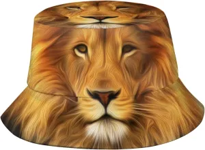 Lion Bucket Hat Unisex Animal Fisherman Hat Packable Summer Travel Beach Sun Hat for Men Women
