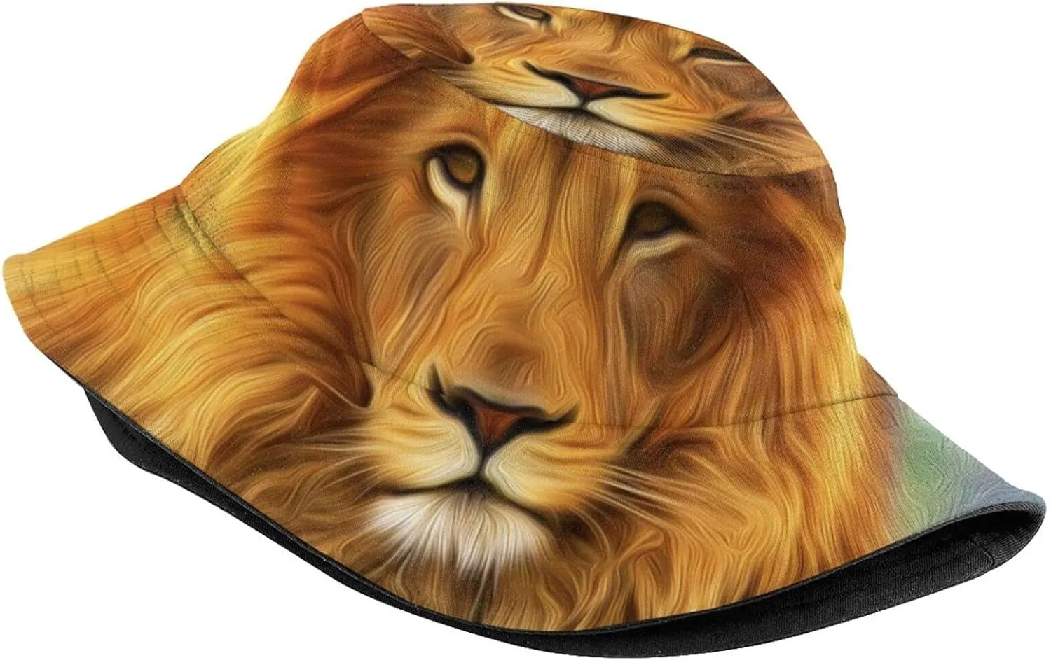 Lion Bucket Hat Unisex Animal Fisherman Hat Packable Summer Travel Beach Sun Hat for Men Women