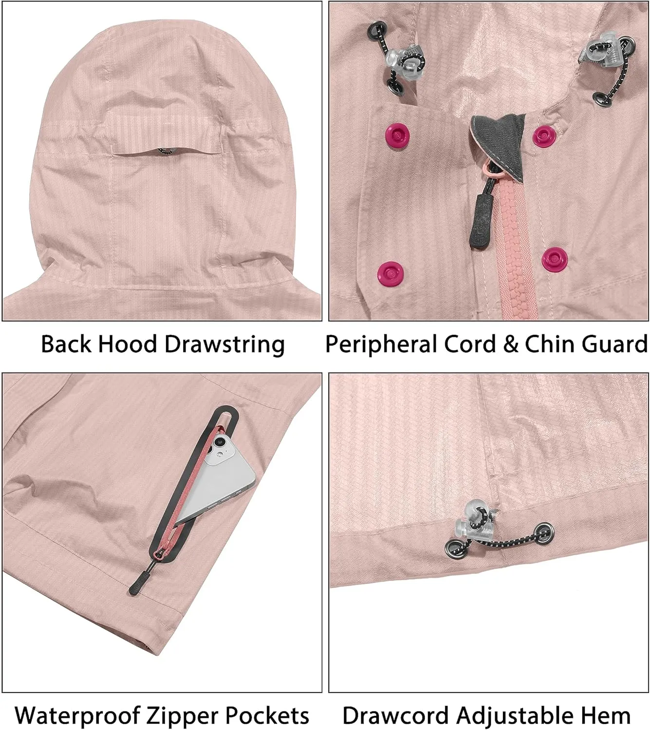 Little Donkey Andy Women's Waterproof Rain Jacket Lightweight Raincoat, Hooded Sun Protection Windbreaker for Outdoor Golf