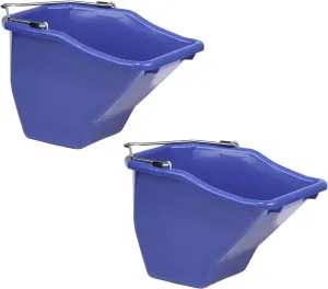 Little Giant 20 Quart Durable Plastic Flat Back Livestock Feed Bucket, Blue (2 Pack)