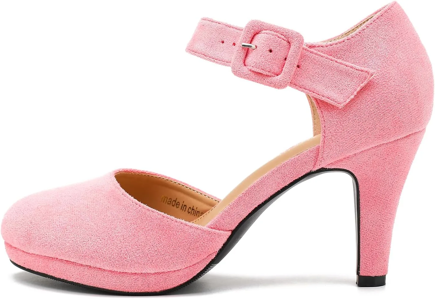 LIURUIJIA Womens Closed Toe High Heels Pumps D'Orsay Ankle Strap Comfortable Platform Heels Shoes Casual Dressy