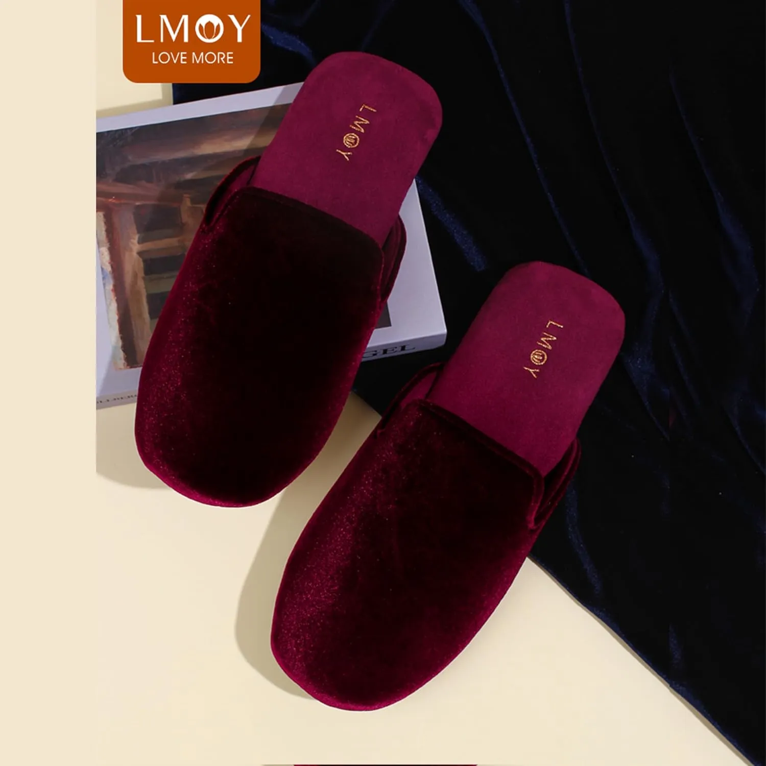 LMOY Men' Luxurious Velvet Smoking Slippers Comfortable and Stylish