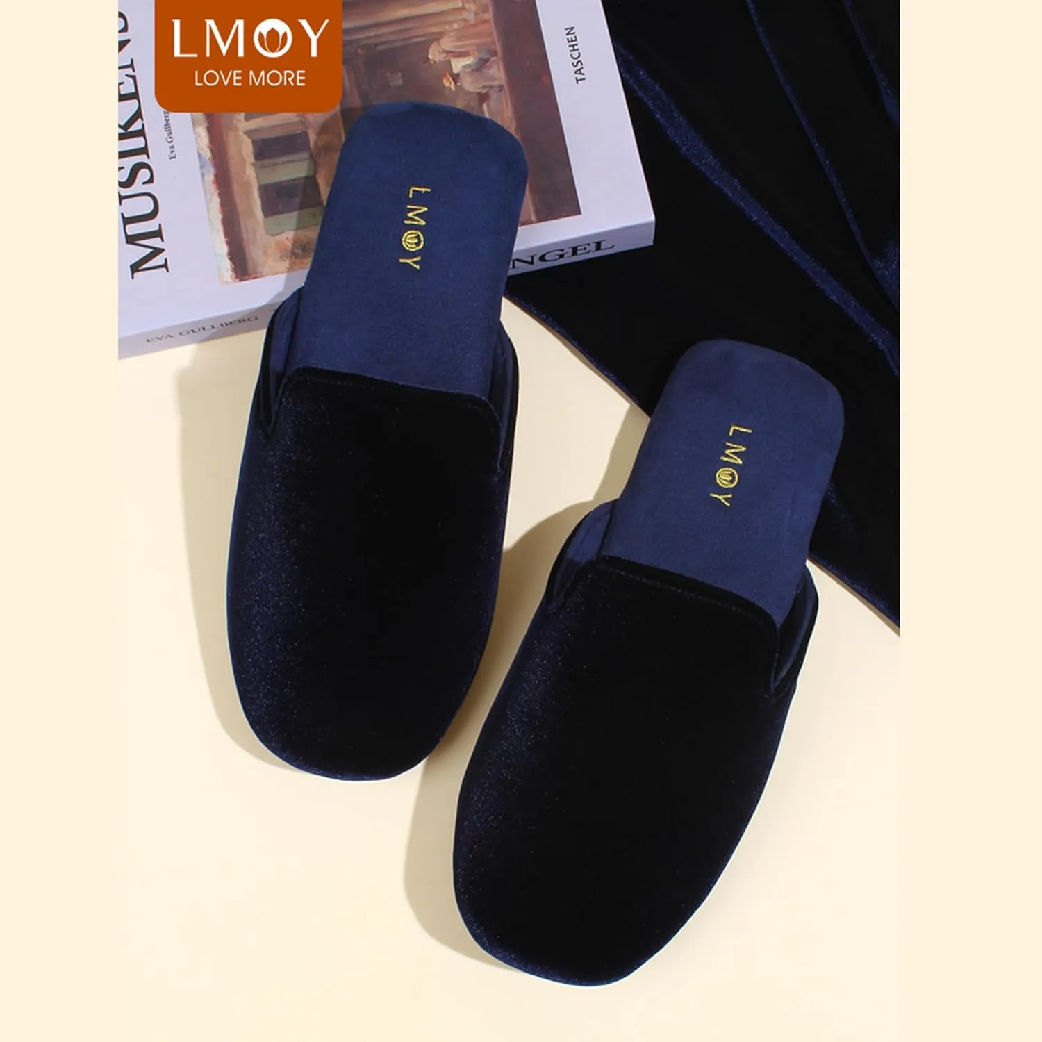 LMOY Men' Luxurious Velvet Smoking Slippers Comfortable and Stylish