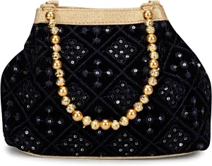 LONGING TO BUY Indian Ethnic Potli Handbag, Embroidered Evening Bag