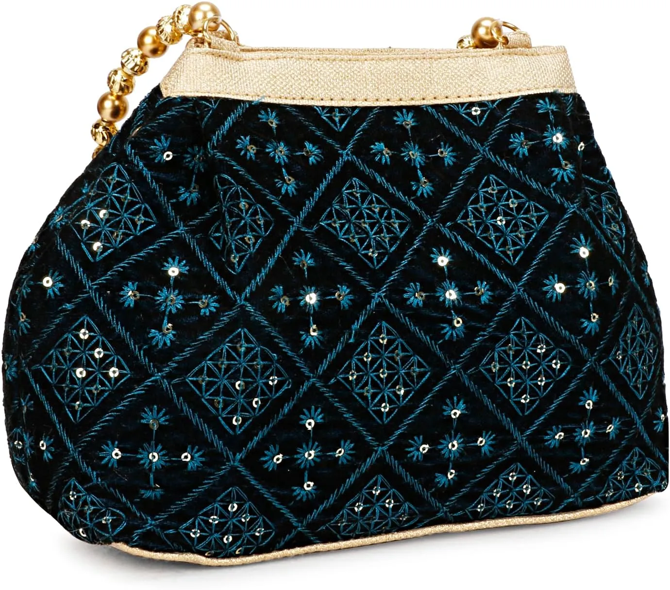 LONGING TO BUY Indian Ethnic Potli Handbag, Embroidered Evening Bag