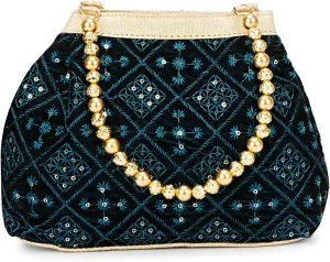 LONGING TO BUY Indian Ethnic Potli Handbag, Embroidered Evening Bag