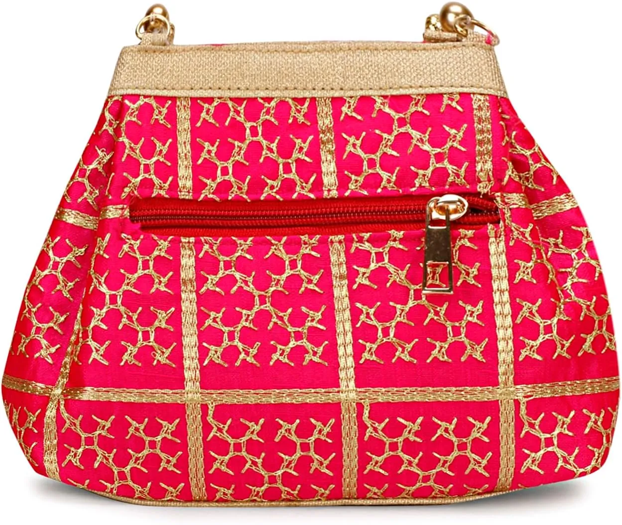 LONGING TO BUY Potli Bags for Women Embroidered Evening Purses with Gold Pearl Handle, Indian Women Potli Bags for Wedding