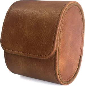 Longjet Watch Roll Travel Case for Men Portable Watches Organizer Box with Removable Velvet Pillow Holder (1 Slot Brown)