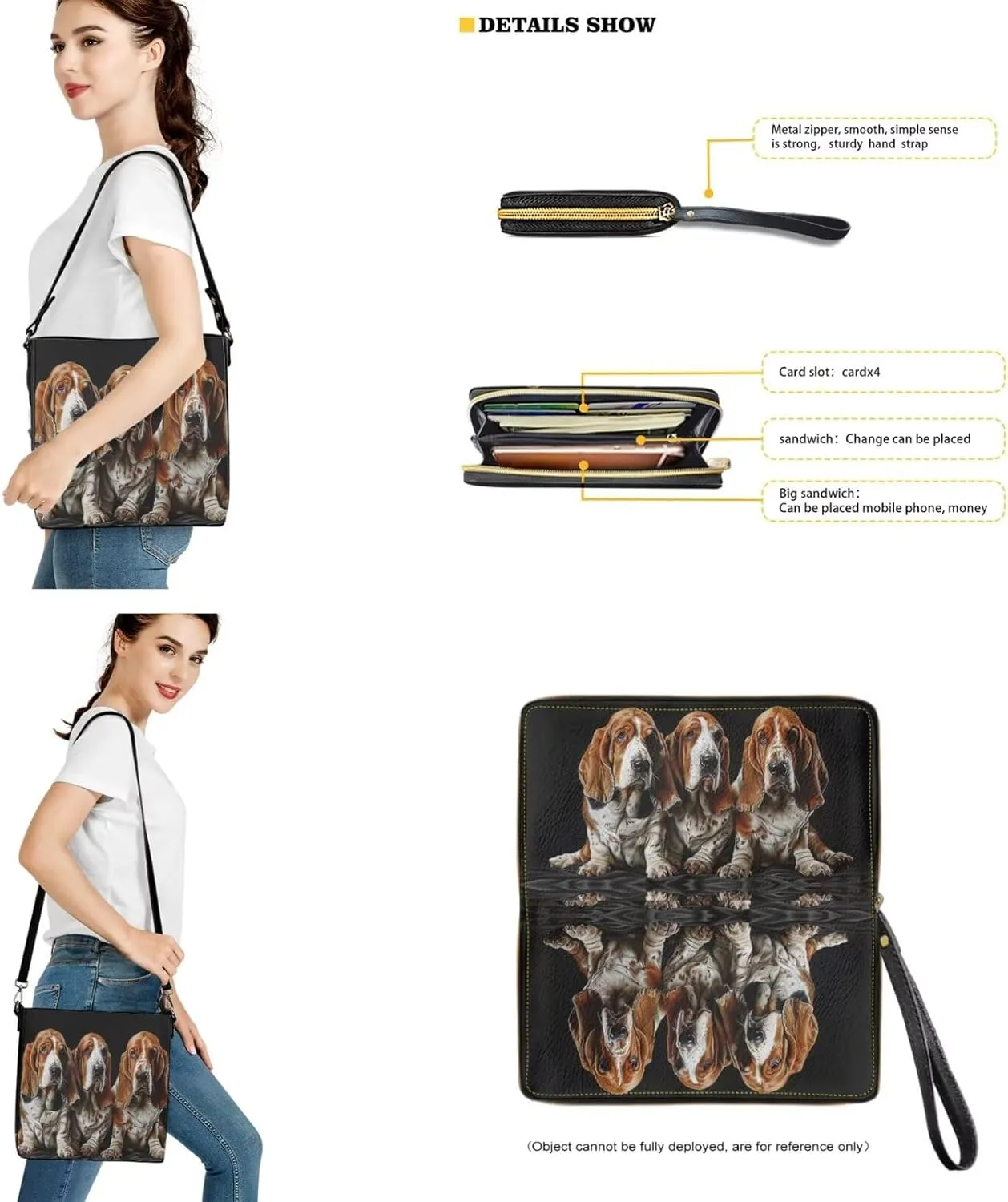 Lotusorchid Bucket Purse and Wallet Set, Leather Crossbody Shoulder Handbag Hobo Bag with Adjustable Strap for Women