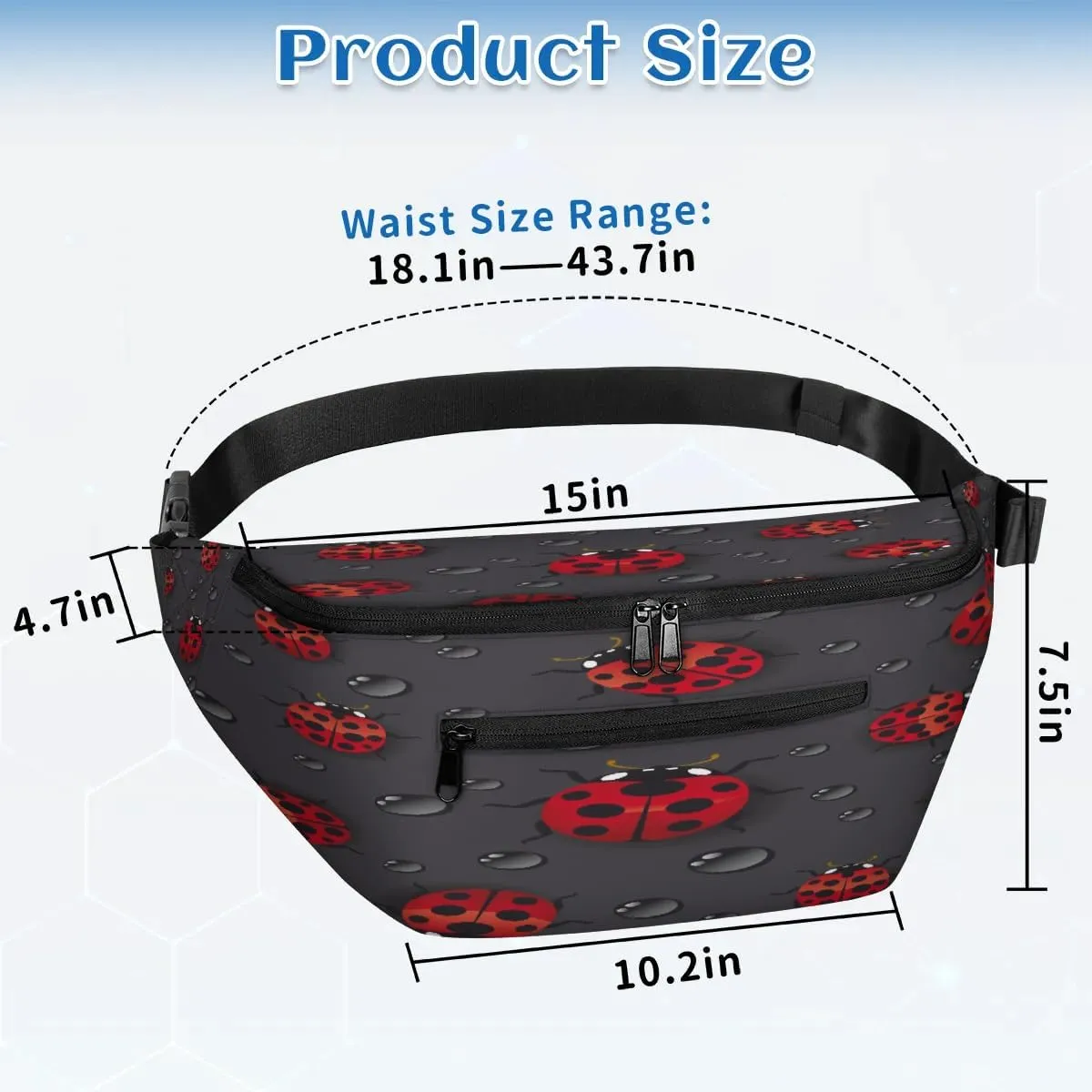Lovely Ladybugs Crossbody Sling Bag for Women Men Crossbody Backpack with 4 Zipper Pockets Fanny Pack Shoulder Casual Daypack for Travel Running Hiking Cycling
