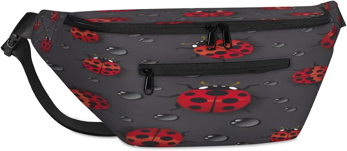 Lovely Ladybugs Crossbody Sling Bag for Women Men Crossbody Backpack with 4 Zipper Pockets Fanny Pack Shoulder Casual Daypack for Travel Running Hiking Cycling