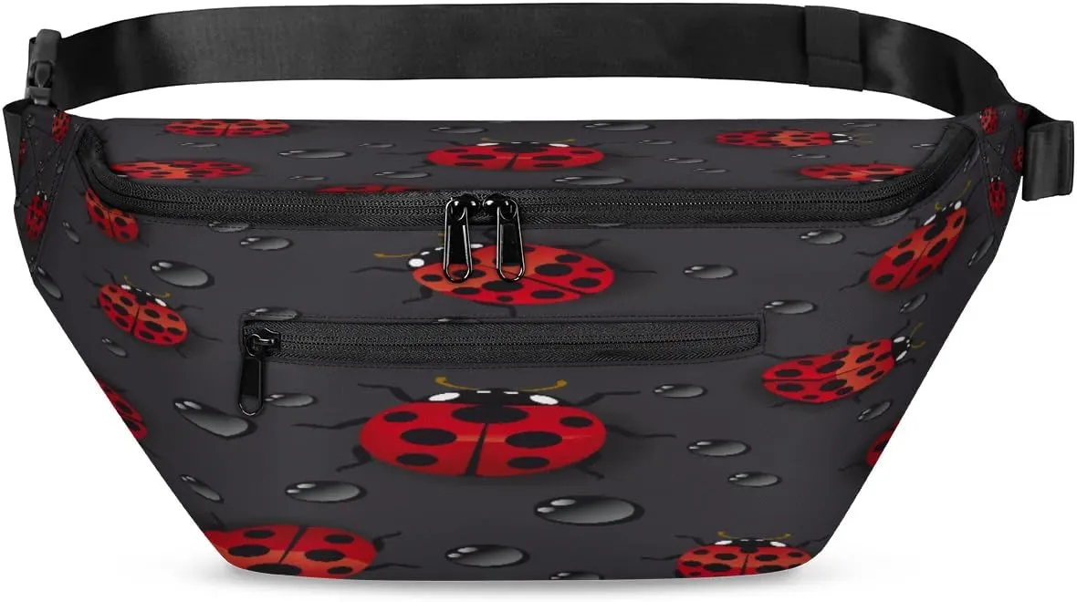 Lovely Ladybugs Crossbody Sling Bag for Women Men Crossbody Backpack with 4 Zipper Pockets Fanny Pack Shoulder Casual Daypack for Travel Running Hiking Cycling