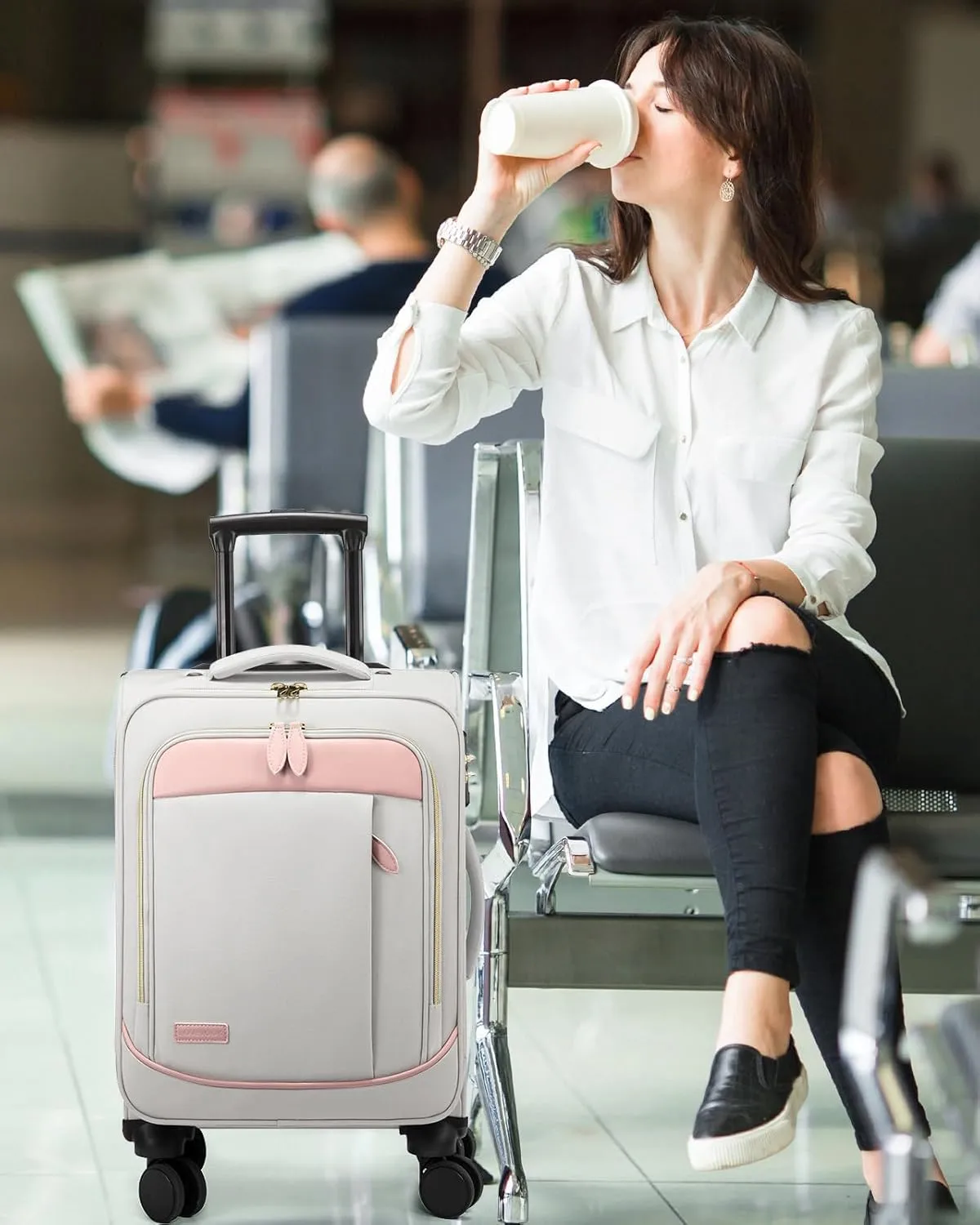 LOVEVOOK Carry on Luggage for Women and Men, Softside Suitcases with Daul Wheels