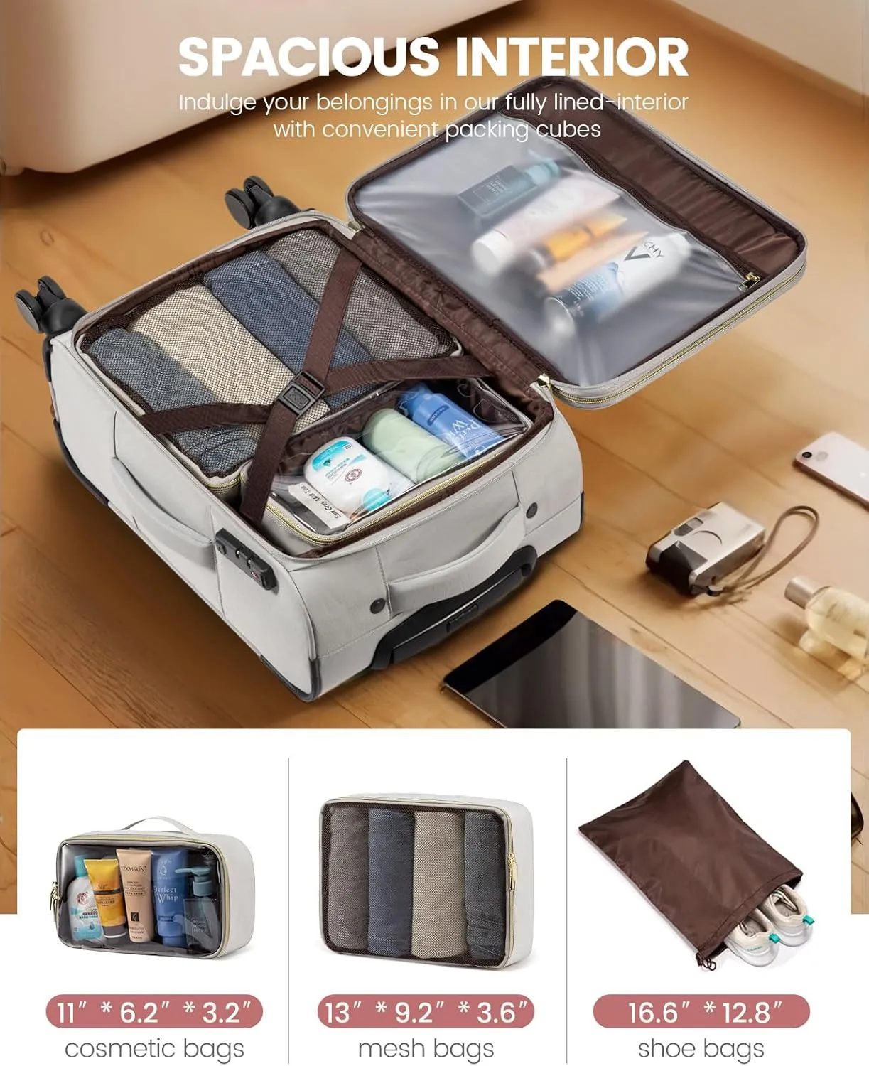 LOVEVOOK Carry on Luggage for Women and Men, Softside Suitcases with Daul Wheels