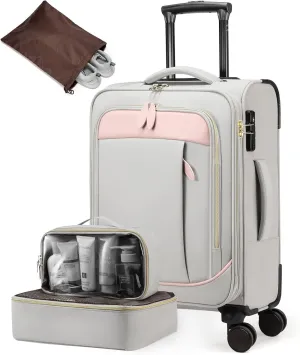LOVEVOOK Carry on Luggage for Women and Men, Softside Suitcases with Daul Wheels