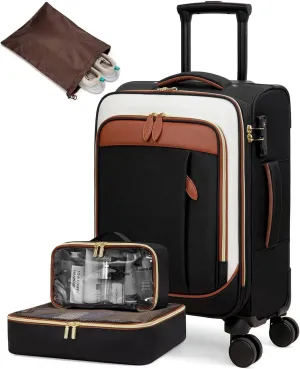 LOVEVOOK Carry on Luggage for Women and Men, Softside Suitcases with Daul Wheels