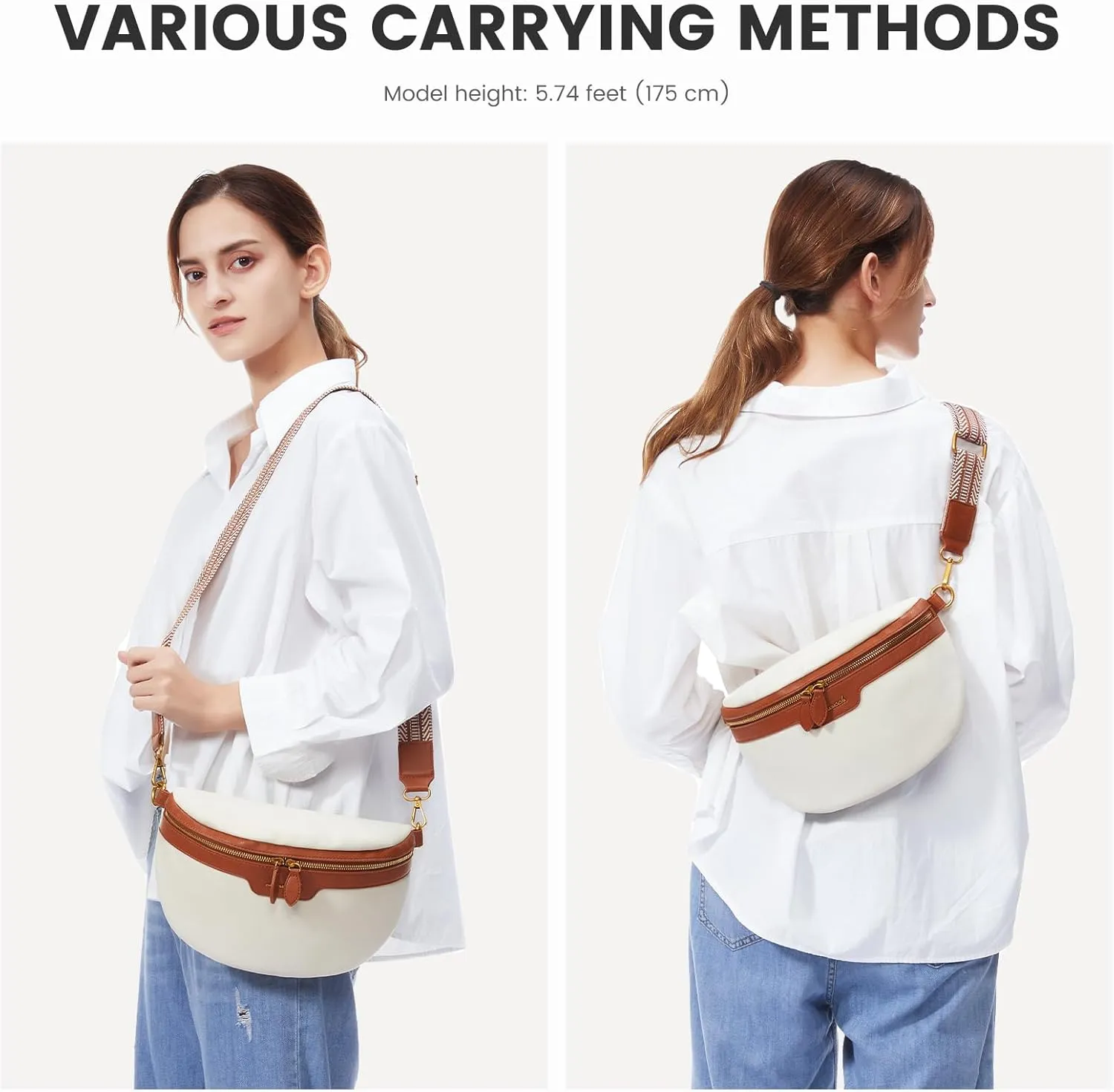 LOVEVOOK Fanny Packs for Women Cross Body, Vegan Leather Belt Bag for Women, Waterproof Sling Purse Fashion Waist Pack Designer Chest Bum Bag with Boho Style Strap