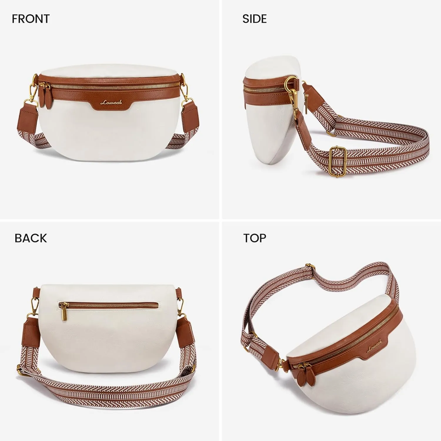 LOVEVOOK Fanny Packs for Women Cross Body, Vegan Leather Belt Bag for Women, Waterproof Sling Purse Fashion Waist Pack Designer Chest Bum Bag with Boho Style Strap