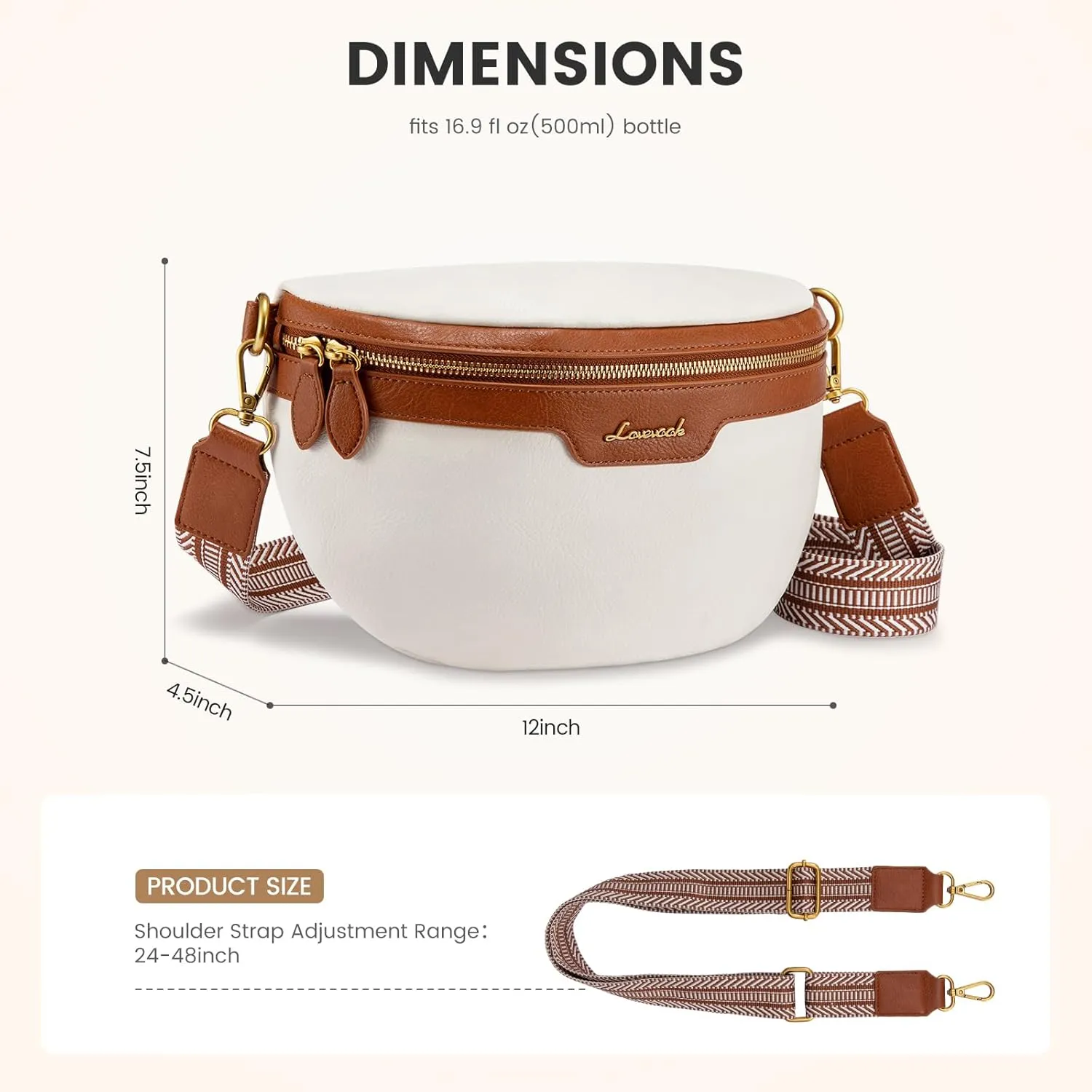 LOVEVOOK Fanny Packs for Women Cross Body, Vegan Leather Belt Bag for Women, Waterproof Sling Purse Fashion Waist Pack Designer Chest Bum Bag with Boho Style Strap