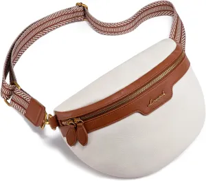 LOVEVOOK Fanny Packs for Women Cross Body, Vegan Leather Belt Bag for Women, Waterproof Sling Purse Fashion Waist Pack Designer Chest Bum Bag with Boho Style Strap