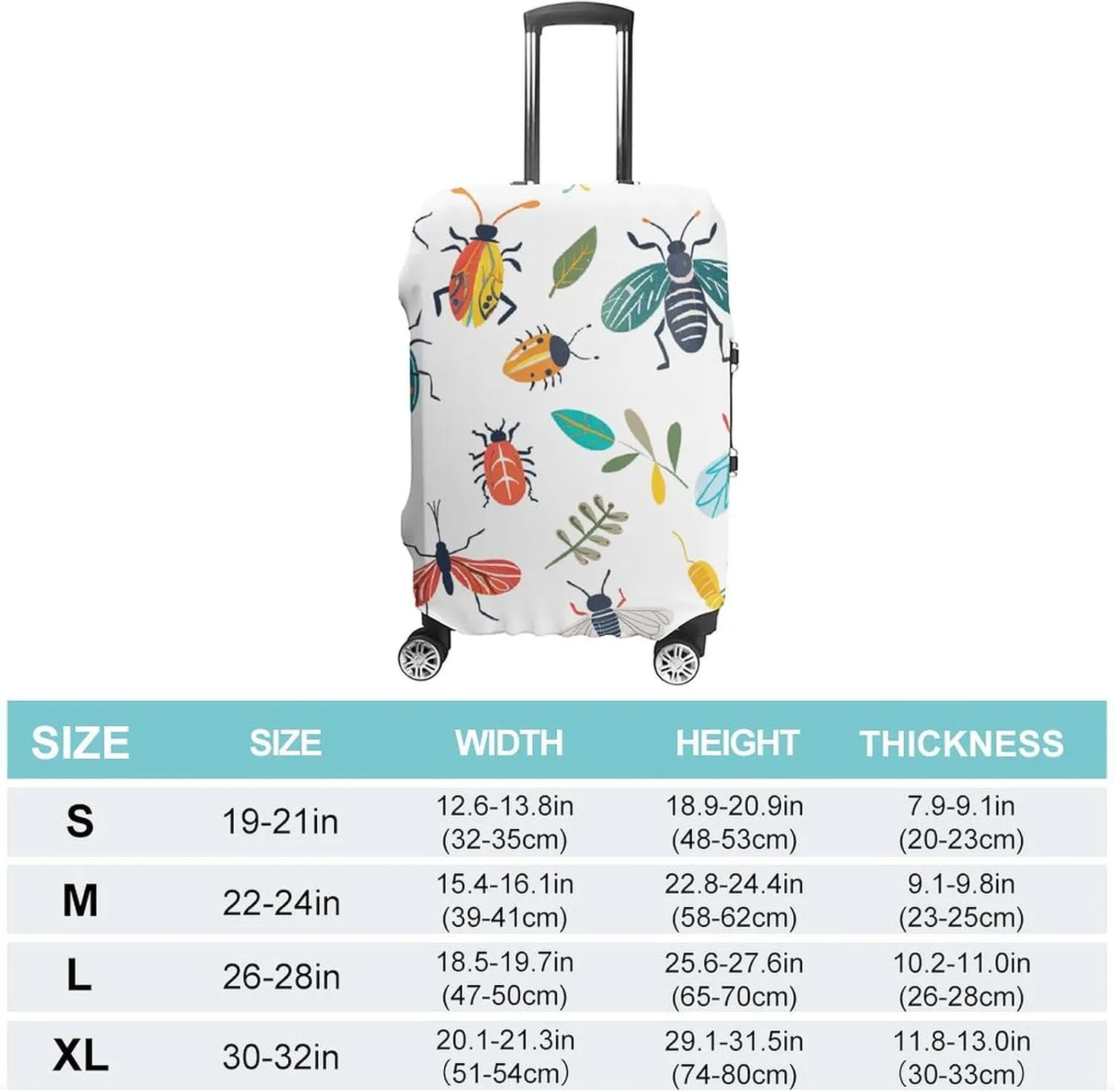 Luggage Cover for Travel, Bright Insect Pattern Fashion Luggage Covers, Washable Stretch Suitcases Protector Fits 19-32 Inch Luggage L
