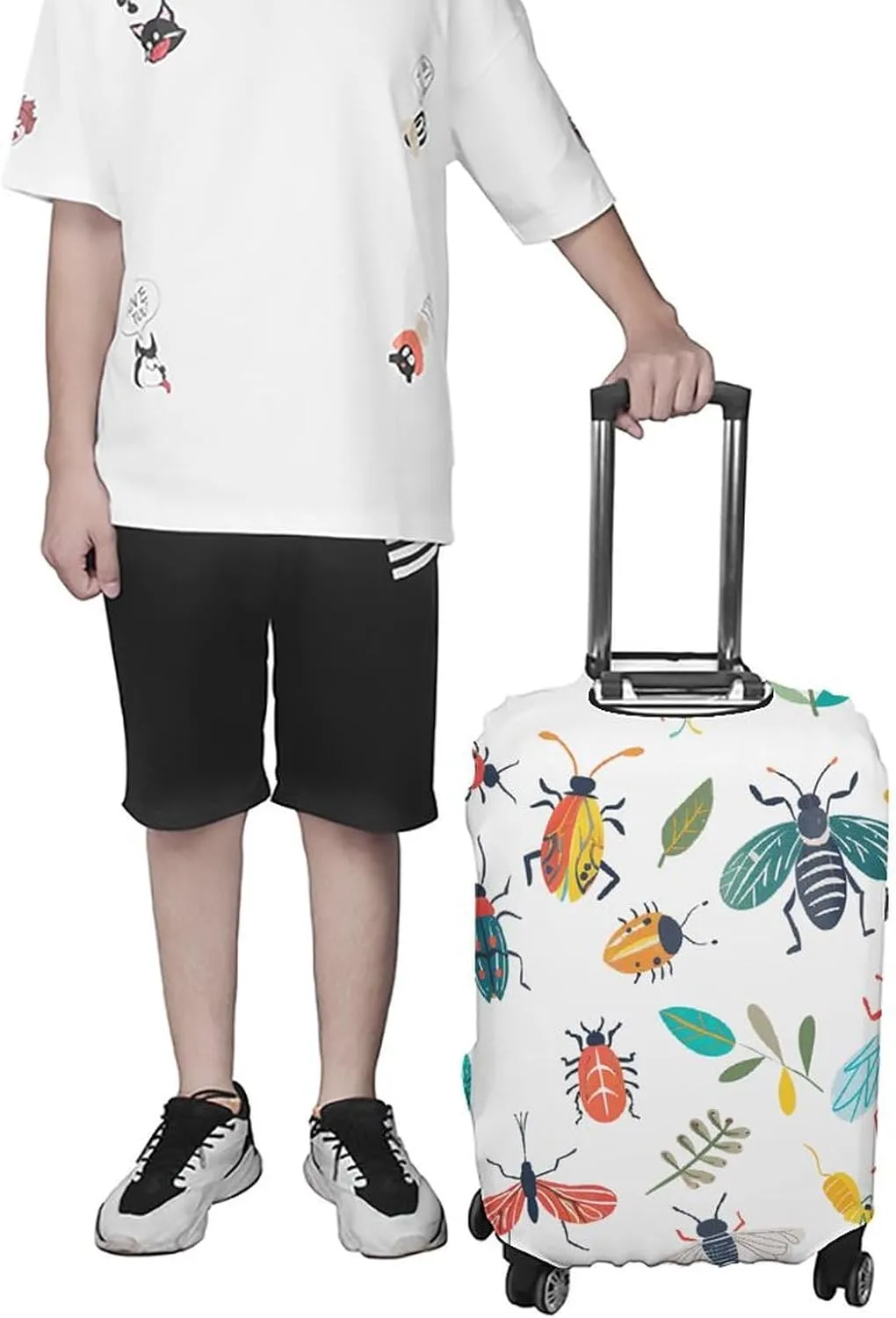 Luggage Cover for Travel, Bright Insect Pattern Fashion Luggage Covers, Washable Stretch Suitcases Protector Fits 19-32 Inch Luggage L