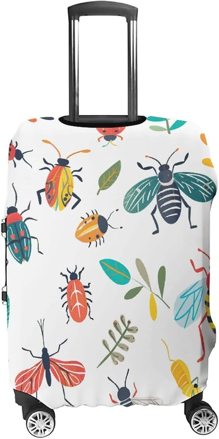 Luggage Cover for Travel, Bright Insect Pattern Fashion Luggage Covers, Washable Stretch Suitcases Protector Fits 19-32 Inch Luggage L