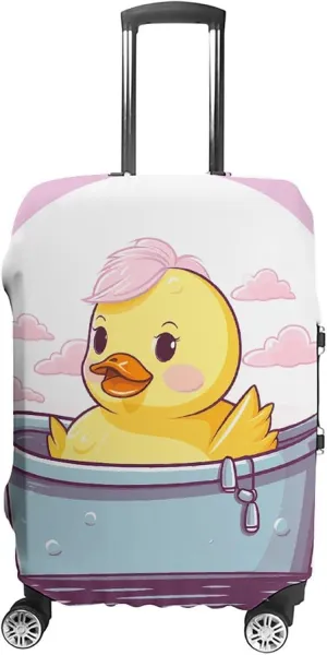 Luggage Cover for Travel, Cartoon Yellow Duck Fashion Luggage Covers, Washable Stretch Suitcases Protector Fits 19-32 Inch Luggage L