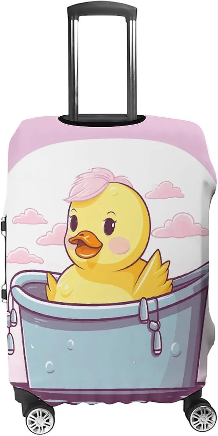 Luggage Cover for Travel, Cartoon Yellow Duck Fashion Luggage Covers, Washable Stretch Suitcases Protector Fits 19-32 Inch Luggage L