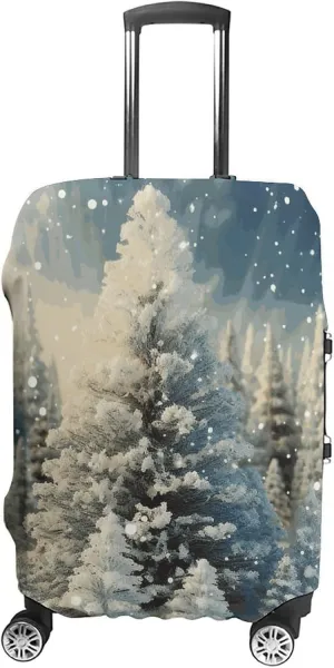 Luggage Cover for Travel, Snow Wonderland Pine Tree Christmas Fashion Luggage Covers, Washable Stretch Suitcases Protector Fits 19-32 Inch Luggage L