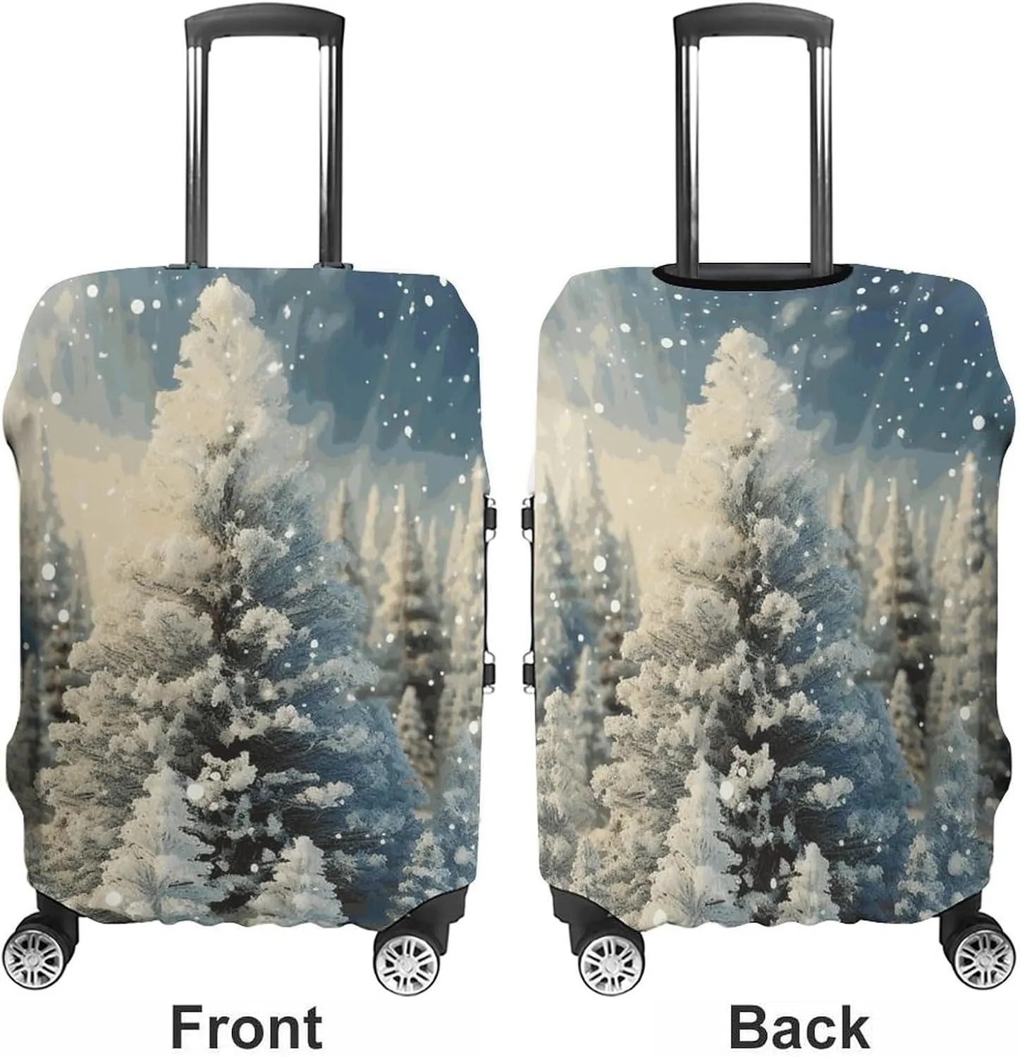 Luggage Cover for Travel, Snow Wonderland Pine Tree Christmas Fashion Luggage Covers, Washable Stretch Suitcases Protector Fits 19-32 Inch Luggage L
