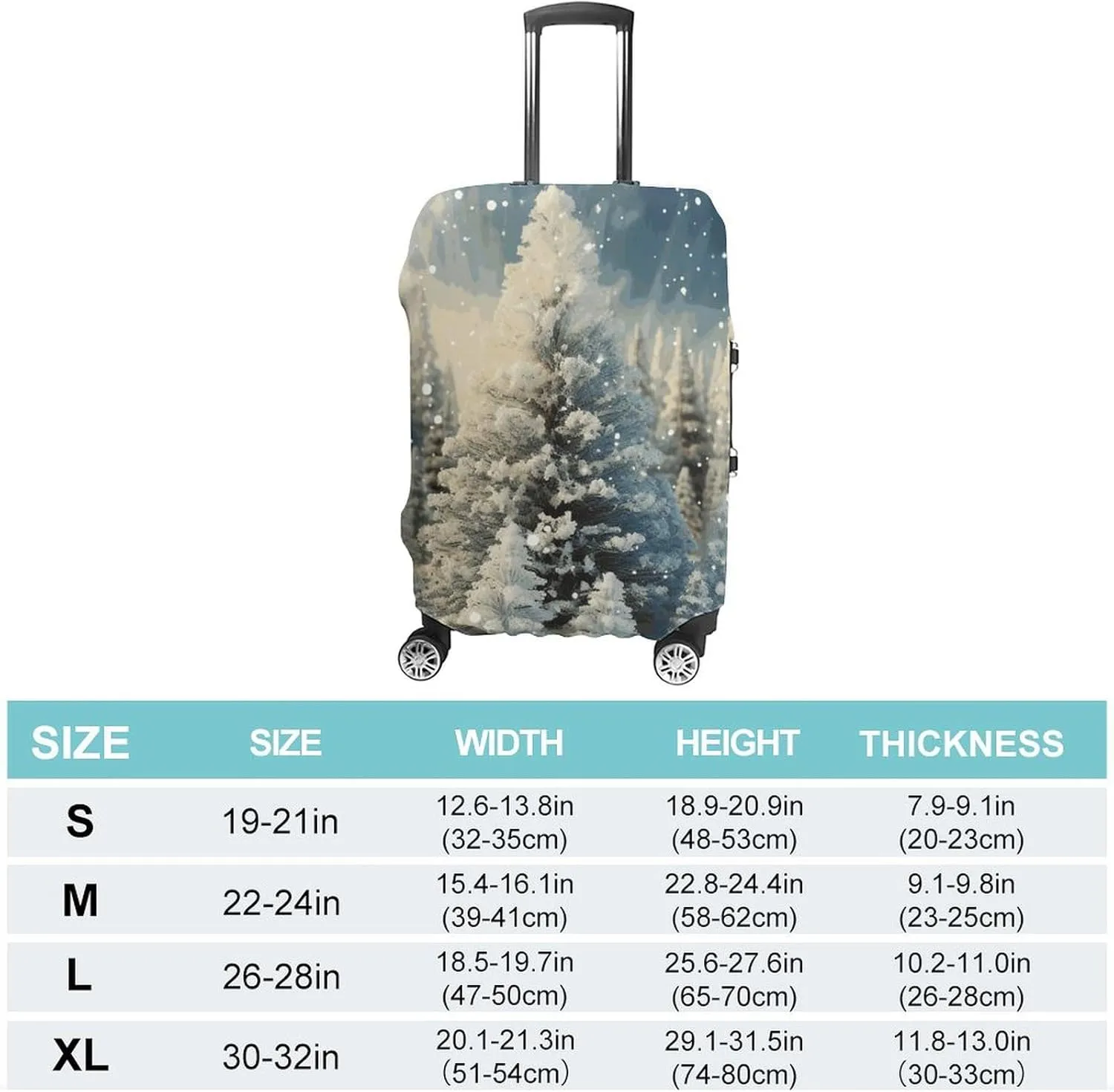 Luggage Cover for Travel, Snow Wonderland Pine Tree Christmas Fashion Luggage Covers, Washable Stretch Suitcases Protector Fits 19-32 Inch Luggage L