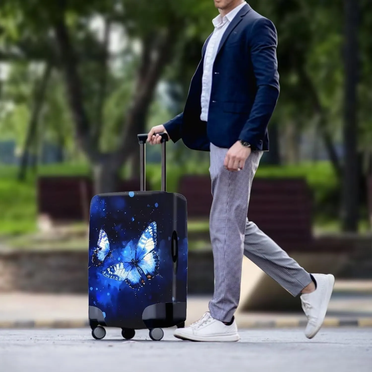 Luggage Cover, Travel Bags Protector with Zippered Bottom Easy to Install Dustproof Protective Covers for Business Trips Tarvel Butterfly Print