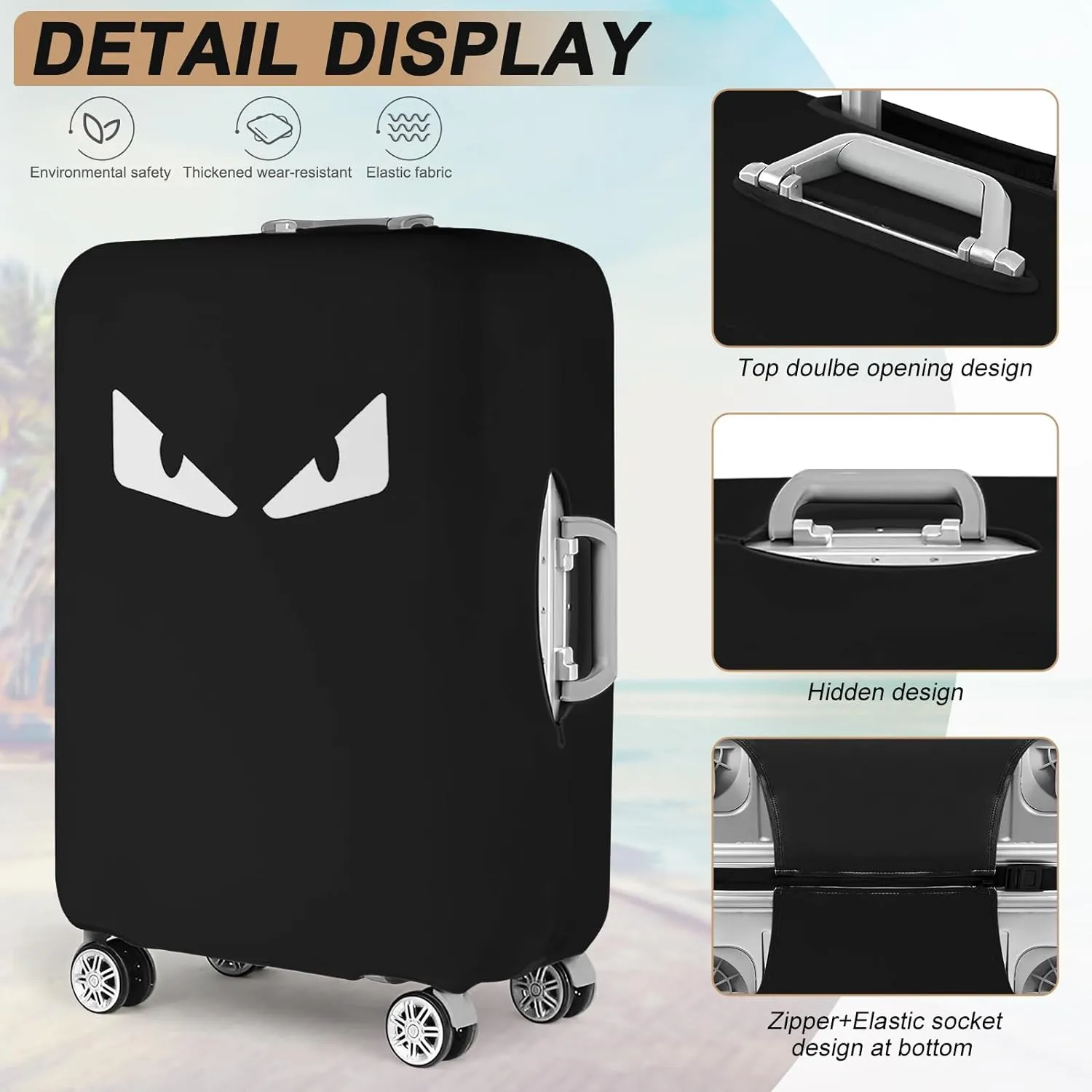 Luggage Covers For Suitcase Tsa Approved, Washable Luggage Cover Elastic Luggage Protector Scratch Resistant Luggage Cover For 18-20 Inch Wheeled Luggage(Eye-20 inch)