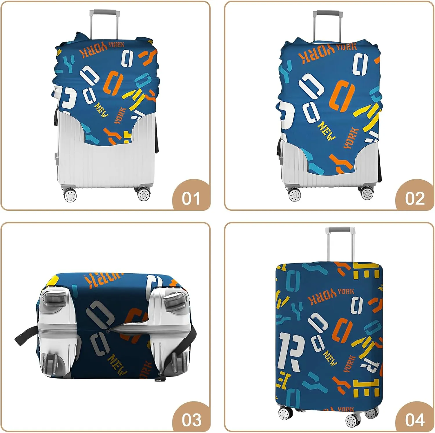 Luggage Covers For Suitcase Tsa Approved, Washable Luggage Cover Elastic Luggage Protector Scratch Resistant Suitcase Cover For 23-25 Inch Wheeled Luggage(Letters-24 inch)