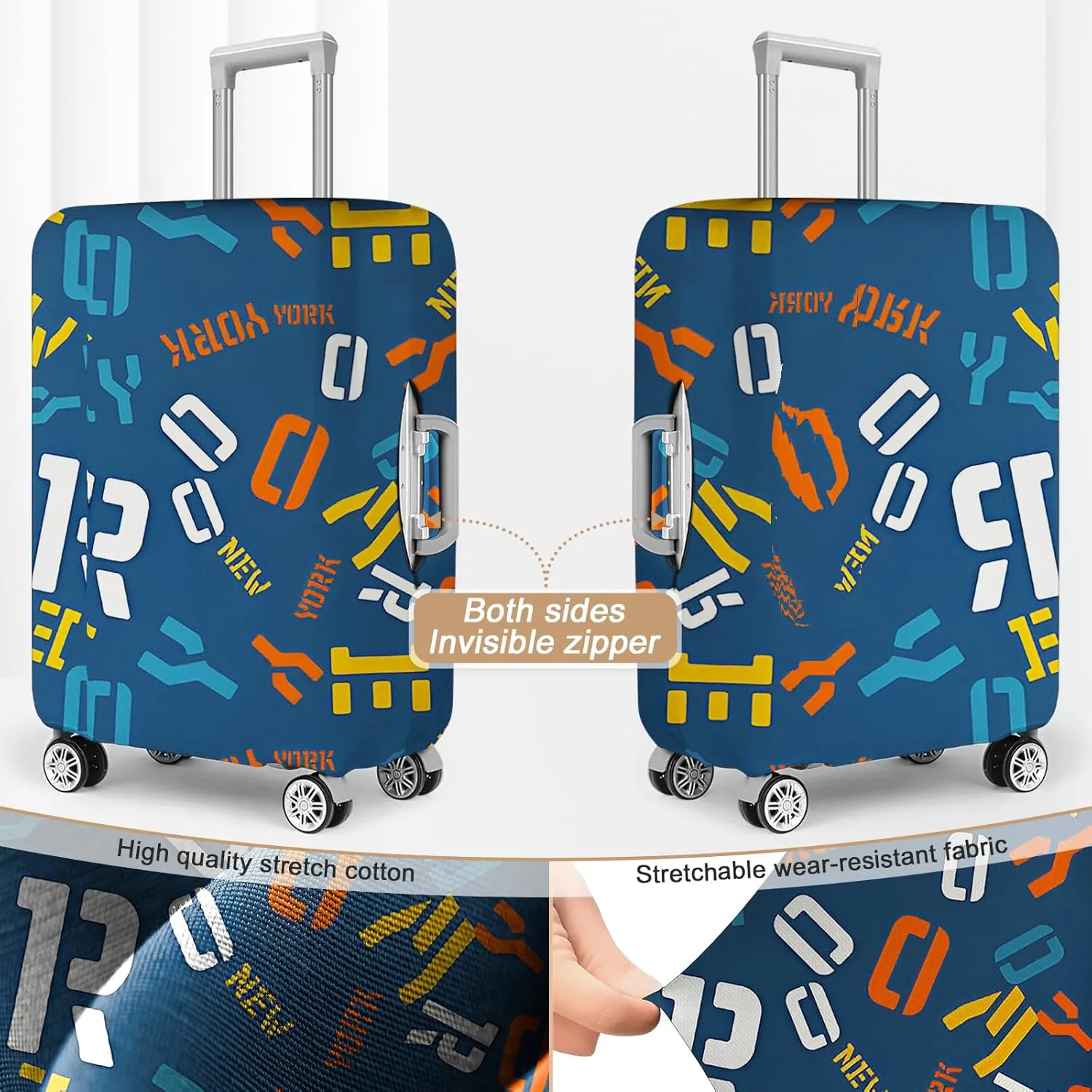 Luggage Covers For Suitcase Tsa Approved, Washable Luggage Cover Elastic Luggage Protector Scratch Resistant Suitcase Cover For 23-25 Inch Wheeled Luggage(Letters-24 inch)