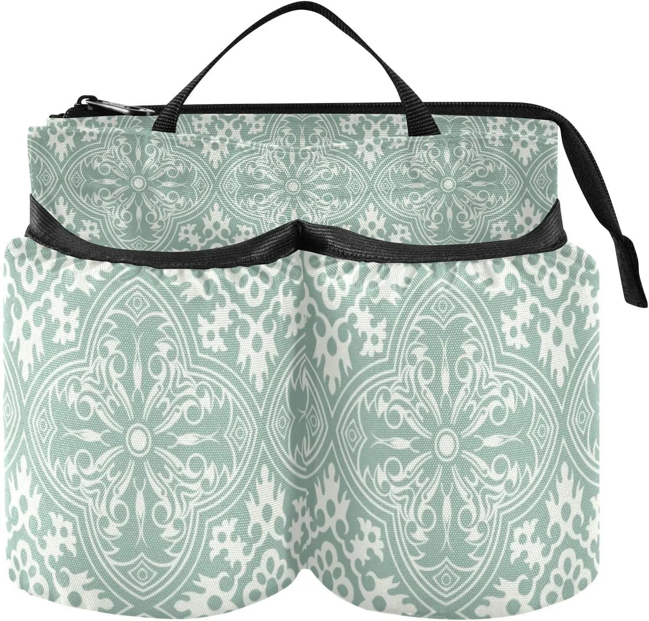 Luggage Cup Holder for Suitcases Free Hands Suitcase Cup Holder Travel Luggage Drink Holder Portable Luggage Cup Caddy Bag Carrier with Handle Abstract Retro Green