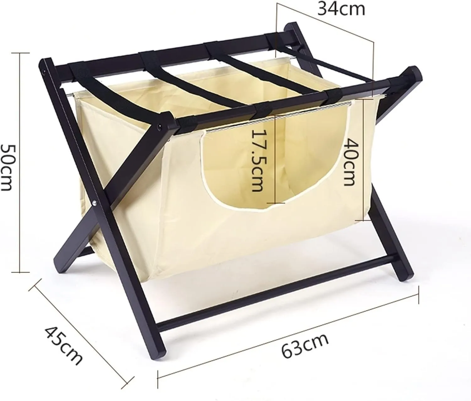Luggage Rack - Suitcase Stand for Guest Room Folding, Foldable Suitcase Racks, Clothes Storage Bags, Black Solid Wood Travel Bag Organizer for Hotel Rooms, 63X45X50CM (Size : 2pcs)