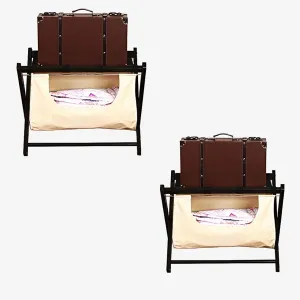 Luggage Rack - Suitcase Stand for Guest Room Folding, Foldable Suitcase Racks, Clothes Storage Bags, Black Solid Wood Travel Bag Organizer for Hotel Rooms, 63X45X50CM (Size : 2pcs)