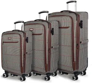 Luggage Sets 3 Piece,Suitcases with Wheels Hardshell,Softside Luggage Set,Foldie Travel Bag Expandable,Charcoal Material W/Tsa Lock & Double Spinner Wheels(20in/26in/30in) COLOR#7