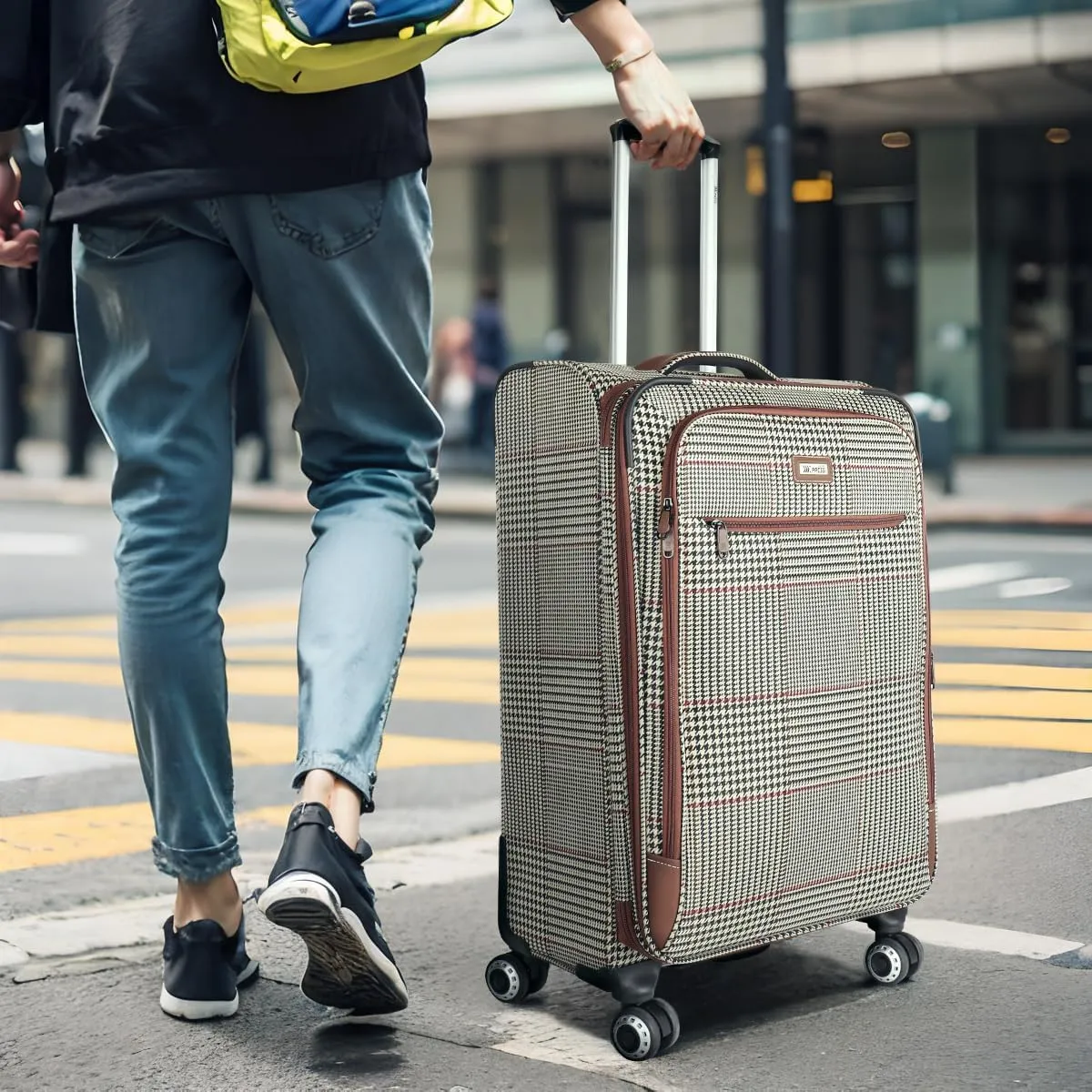 Luggage Sets 3 Piece,Suitcases with Wheels Hardshell,Softside Luggage Set,Foldie Travel Bag Expandable,Charcoal Material W/Tsa Lock & Double Spinner Wheels(20in/26in/30in) COLOR#7