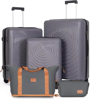 Luggage Sets 5 Piece, Suitcases with Wheels, Hardshell Suitcase Set, PP Carry on Luggage Set with TSA Lock, Travel Luggage