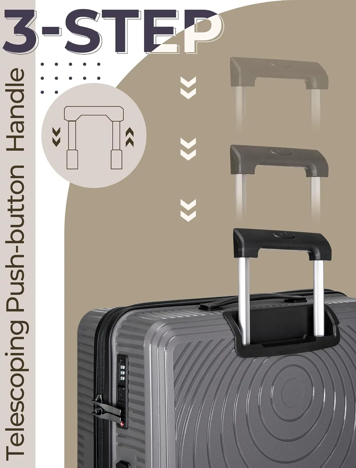 Luggage Sets 5 Piece, Suitcases with Wheels, Hardshell Suitcase Set, PP Carry on Luggage Set with TSA Lock, Travel Luggage