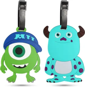 Luggage Tag for Suitcases Bag Baggage Travel Tags Identifiers Cute Cartoon Silicone Name Luggage ID Tags for Kids Women Girls Men Dizai-futi (Green and Blue)