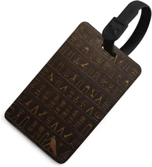 Luggage Tags Privacy Protection Bag Tags Travel Essentials Ancient Egyptian Hieroglyph Luggage Tags for Suitcases International Travel