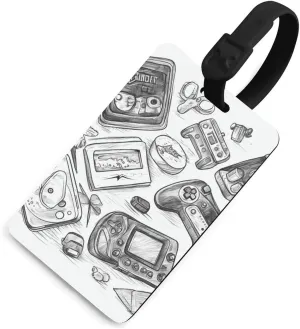 Luggage Tags Privacy Protection Bag Tags Travel Essentials Monochrome Sketch Style Gaming Luggage Tags for Suitcases International Travel