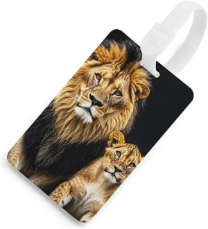 Luggage Tags Privacy Protection Bag Tags Travel Essentials Mother Lion and Young Lion Luggage Tags for Suitcases International Travel