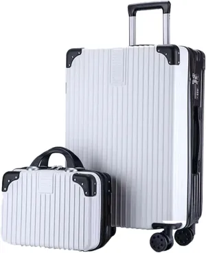 Luggage With Cup Holder, Space Separation Design, Hard Shell Trolley Case, Dustproof And Waterproof, For Going On A Trip, Learn (Color : 22 Bag, Size : Black White)
