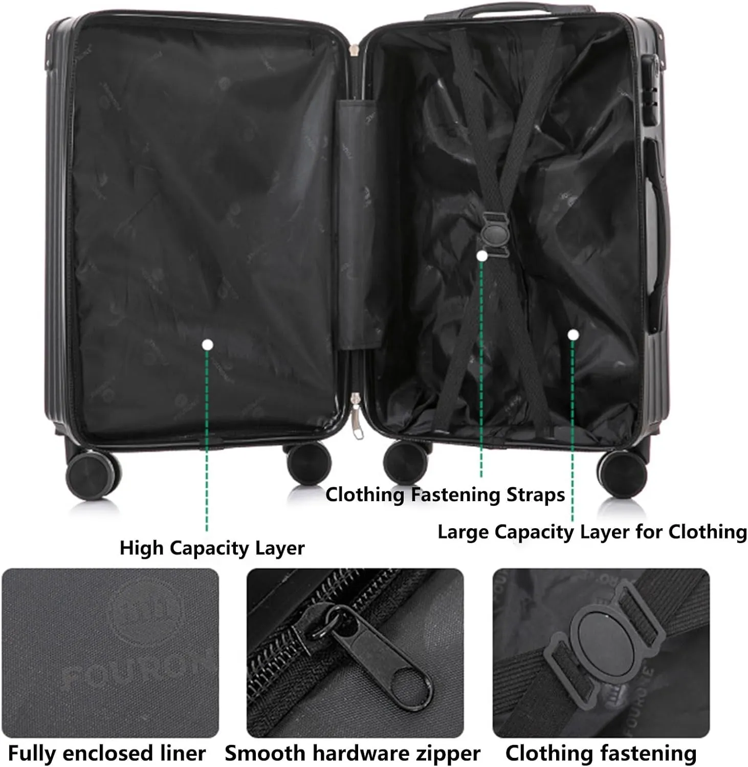 Luggage With Cup Holder, Space Separation Design, Hard Shell Trolley Case, Dustproof And Waterproof, For Going On A Trip, Learn (Color : 22, Size : Black White)
